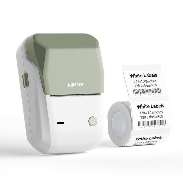 NIIMBOT B1 Label Maker Machine with Tape, 2 Inch Portable Sticker Printer for Home School & Small Business, Compatible with Phones & PC, Green White