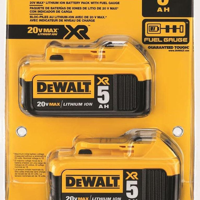 DEWALT 20V MAX XR Premium 5.0Ah Battery (2-Pack MAX XR 20V 5Ah Batteries)