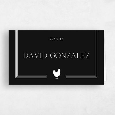 Black Wedding Place Card - Teagan Chicken