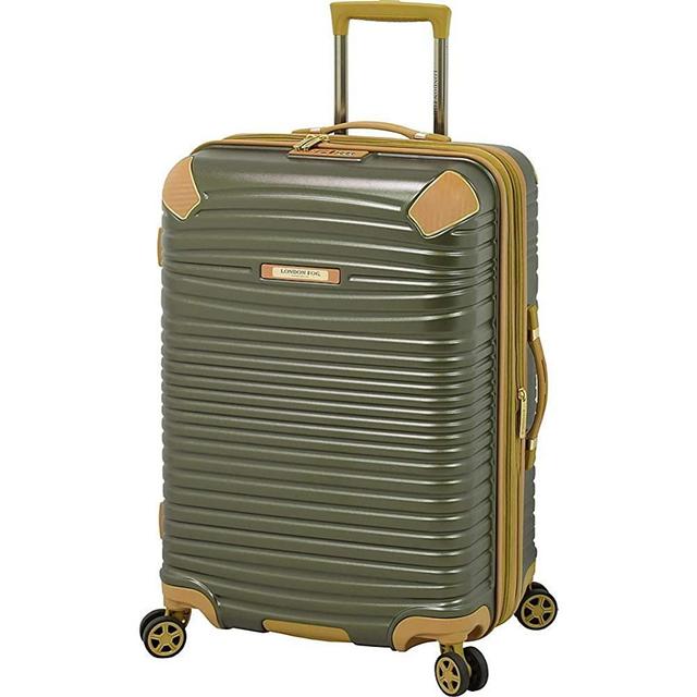 LONDON FOG Huntington Hardside Spinner Luggage, Olive, Checked-Medium 25-Inch