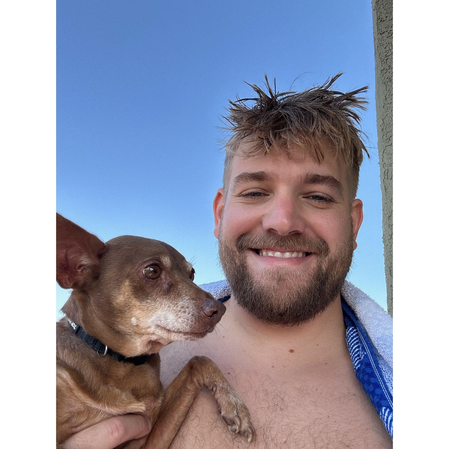Woody is still not a fan of morning swims