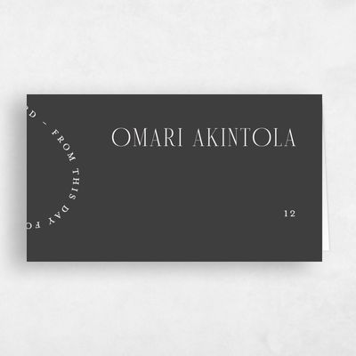 Black Typography Wedding Place Card - Vence
