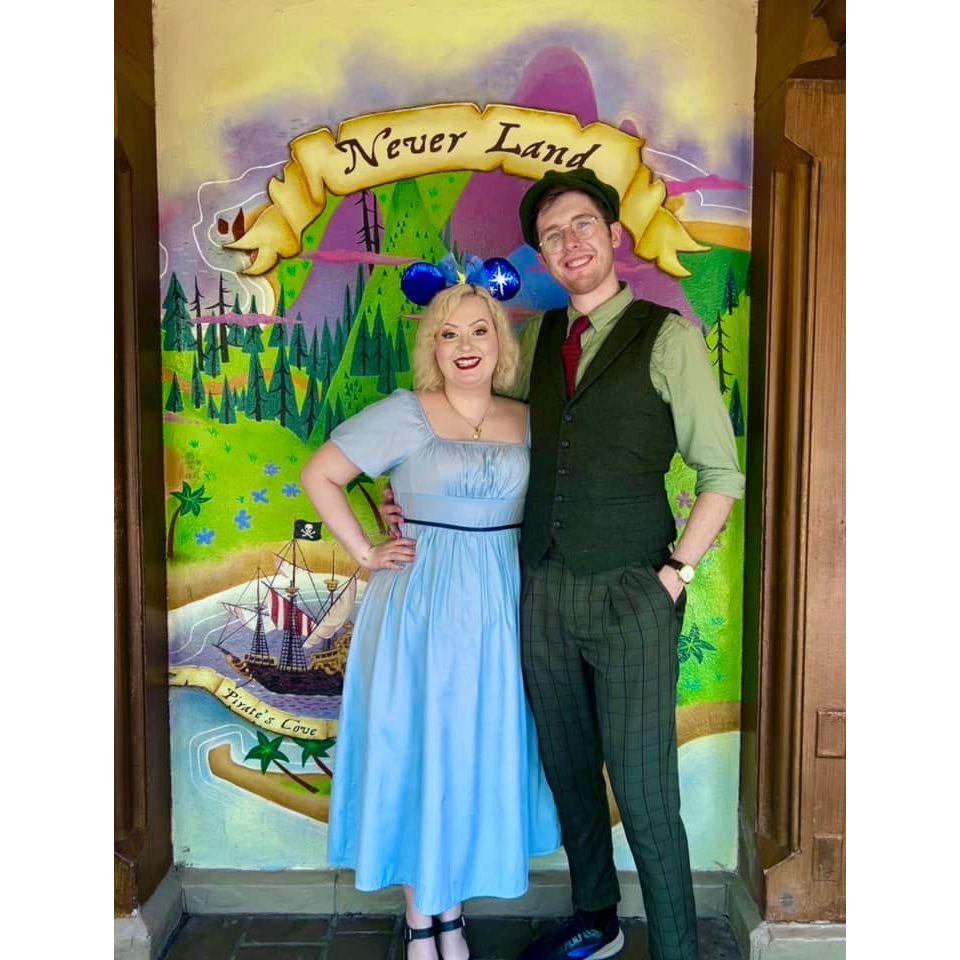 Dylan and Morgan in front of the Neverland map at Disneyworld!