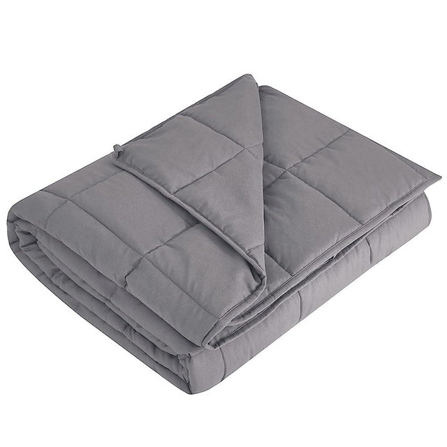 L'AGRATY Weighted Blanket - 48"x72" 15lbs Cooling Breathable Heavy Blanket Microfiber Material with Glass Beads Big Blanket for Adult All-Season Summer Fall Winter Soft Thick Comfort Blanket