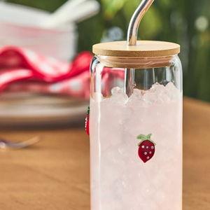 Icon Juice Glass Tumbler with Lid Strawberry