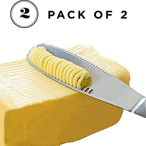 Stainless Steel Butter Spreader Knife – 3 in 1 Spreader, Slicer and Butter Curler Knife with Serrated Edge (2)
