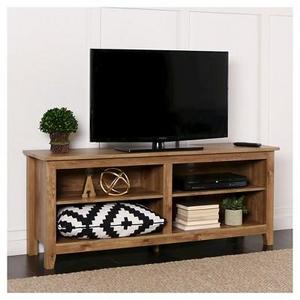 58" Wood Media TV Stand Storage Console - Barnwood - Saracina Home