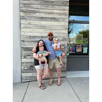 Us with Maggie and Rhodes (the flower girl and ring bearer) at our favorite ice cream spot