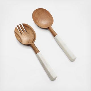 Wood & Marble Salad Servers