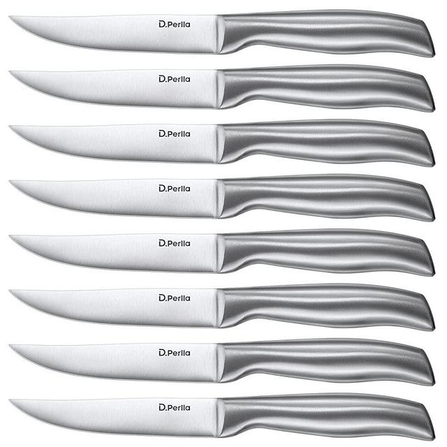 Steak Knives, Super Sharp Straight Edge Steak Knife Set of 8, Professional Straight Edge Kitchen Table Dinner Knives, Elegant High Carbon Stainless Steel Kitchen Steak Knife Set, 4.5IN