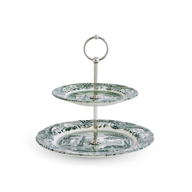 Spode Heritage Green Italian 2-Tier Cake Stand