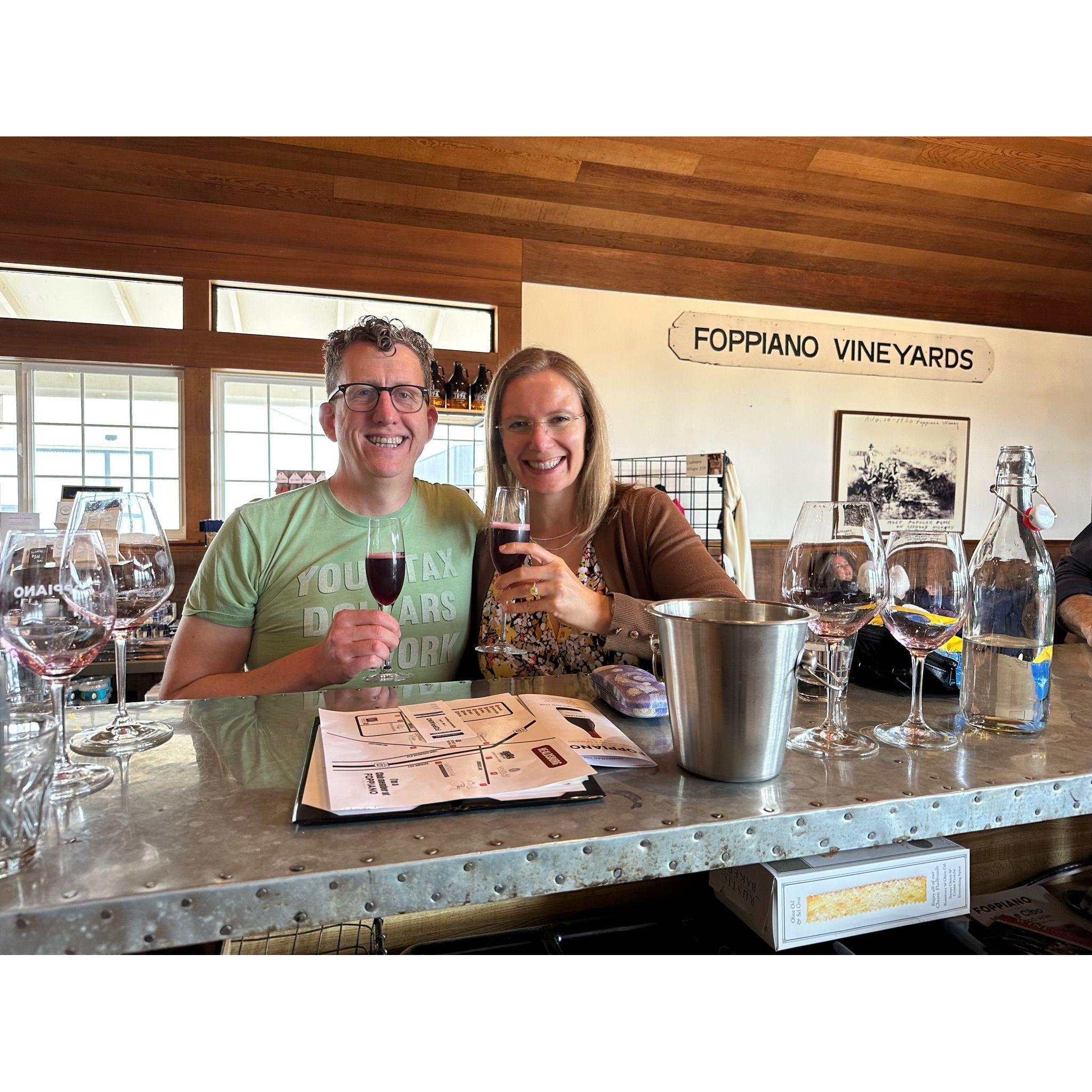 Enjoying our new membership at Foppiano in Sonoma