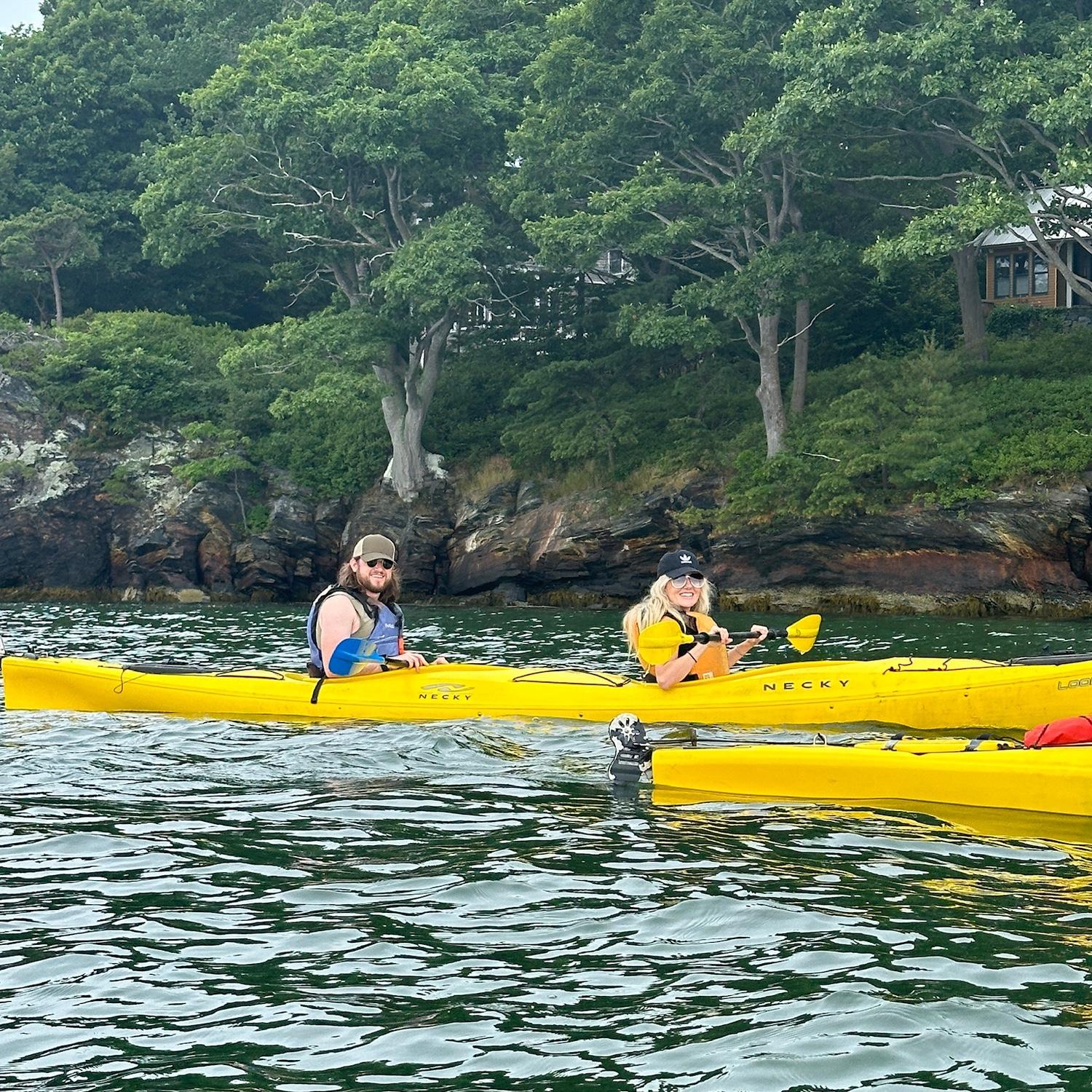 Kayaking with Chris’s family off the coast of Portland, Maine (August 2024)