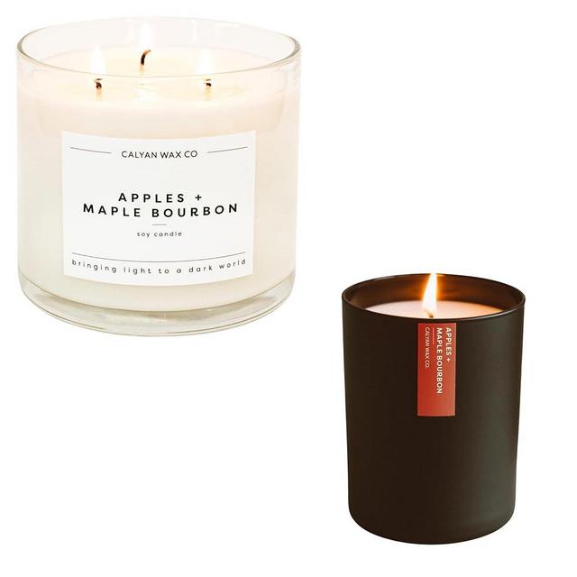 Calyan Wax Co. Soy Wax Candle Bundle, Apples + Maple Bourbon Scented Candles, 3 Wick Candle + Black Tumbler Candle, Aromatherapy Soy Candles, Non Toxic & Vegan Soy Wax, Candle Gift Set