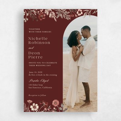 Maroon, Red Wedding Invitation - Viva Photo