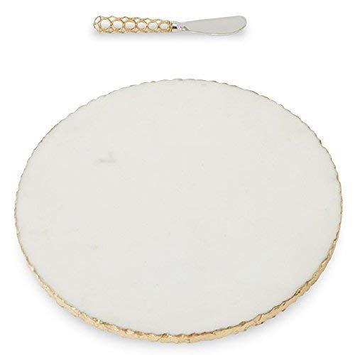 Mud Pie 4755024 Gold Edge Marble Set Serving Board, One Size, White
