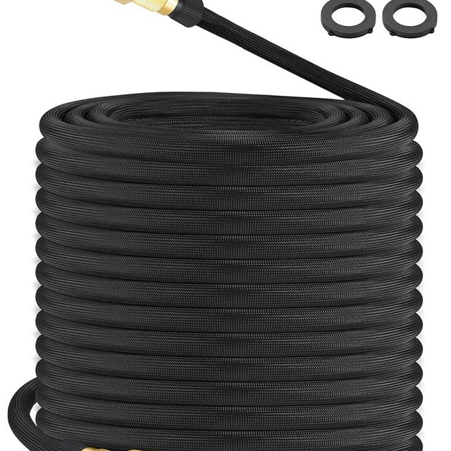 Brisavia 100ft Garden Hose – Lightweight & Flexible Water Hose, Leak-Proof Fabric & Non-Expandable with Shut-Off Valve for Yard, Outdoor Watering, Car Wash & RV