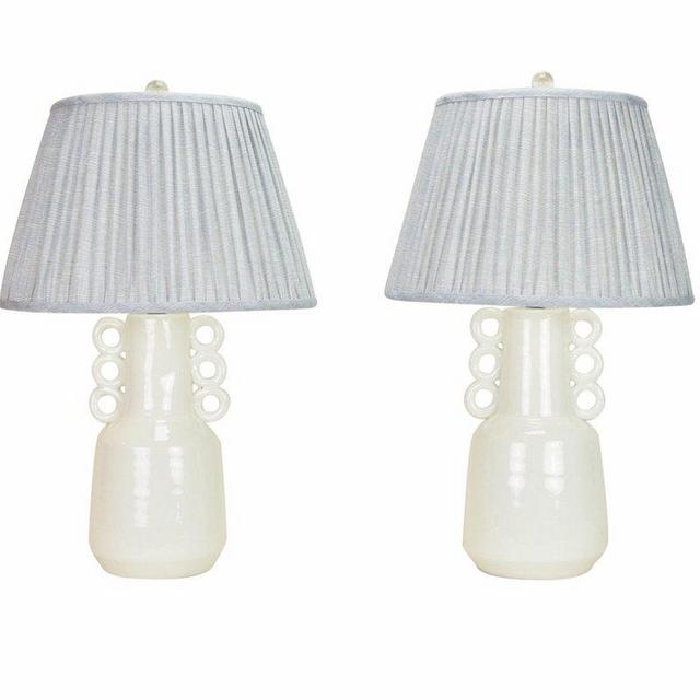 White-Glazed Ceramic Jars a-la-Frances Elkins, Now Mounted as Lamps