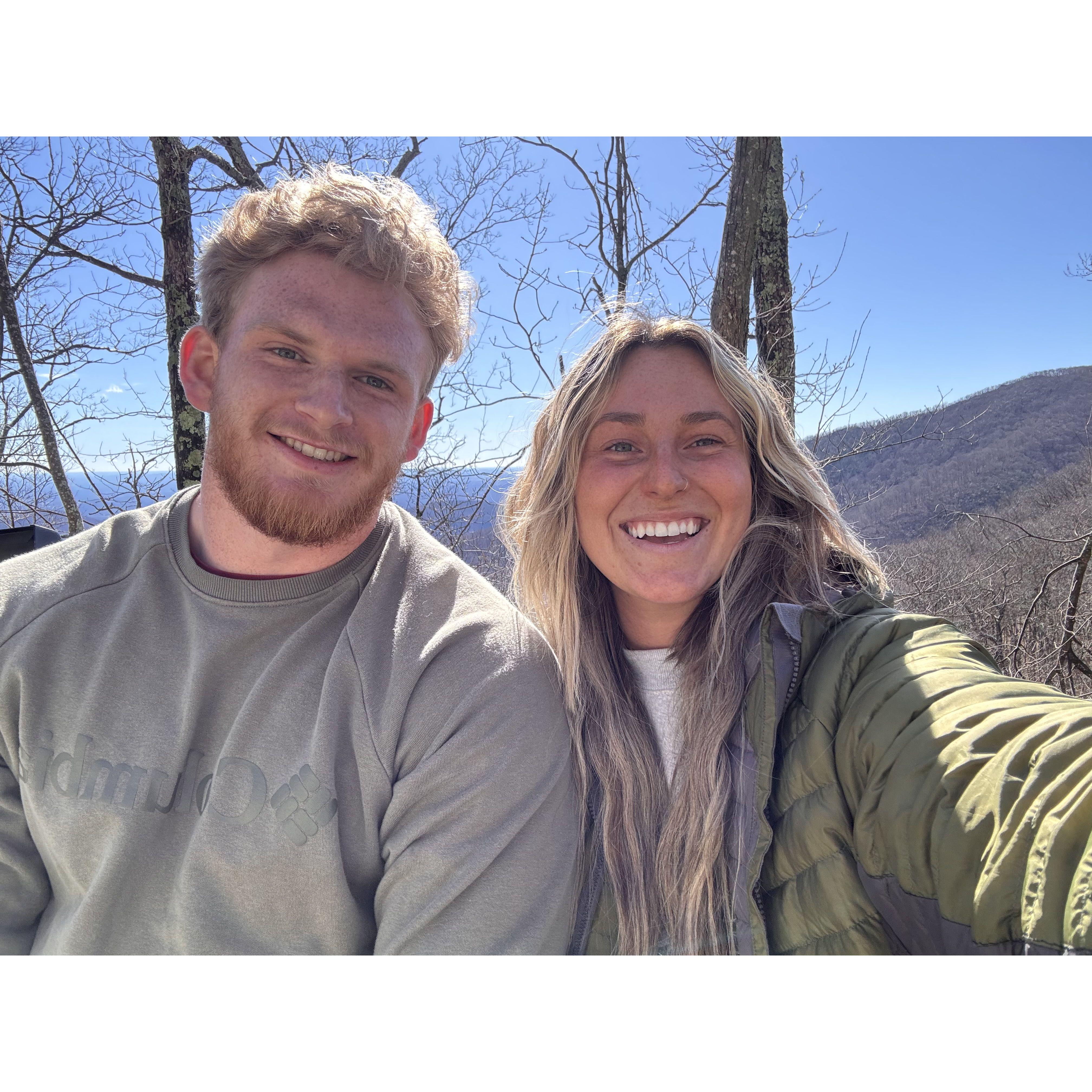 March 7, 2024
Selfie from our first date where we made breakfast in the mountains. We ironically saw S+J spray painted on a boulder.