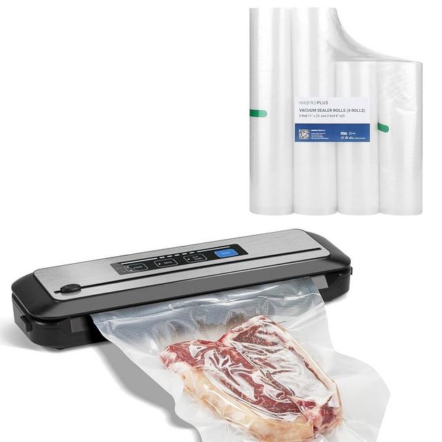 INKBIRD Food Vacuum Sealer Machine with 4 Vacuum Sealer Rolls (11" x 25' & 8" x 25')
