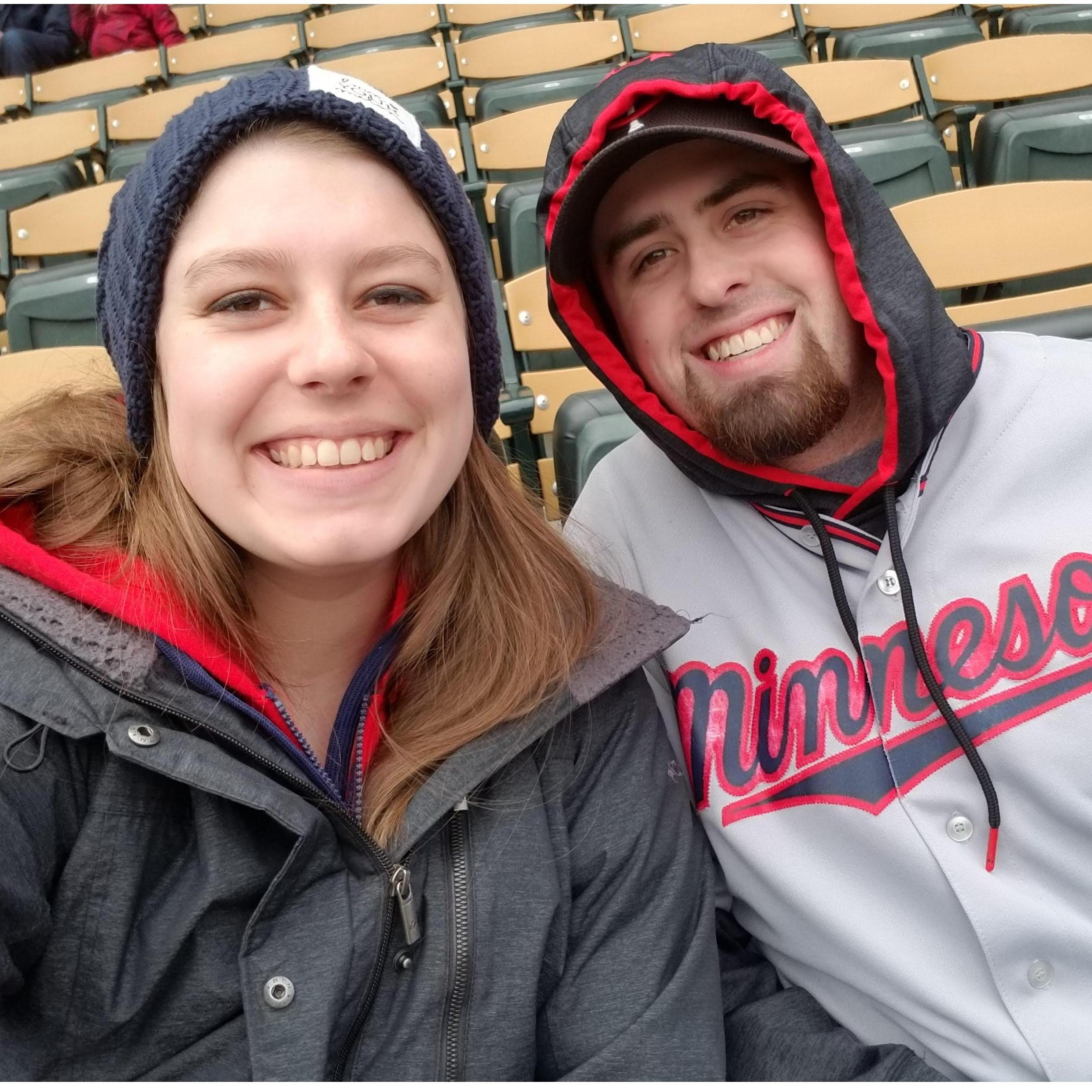 Our first Twins opening week game. It was about 35 degrees.