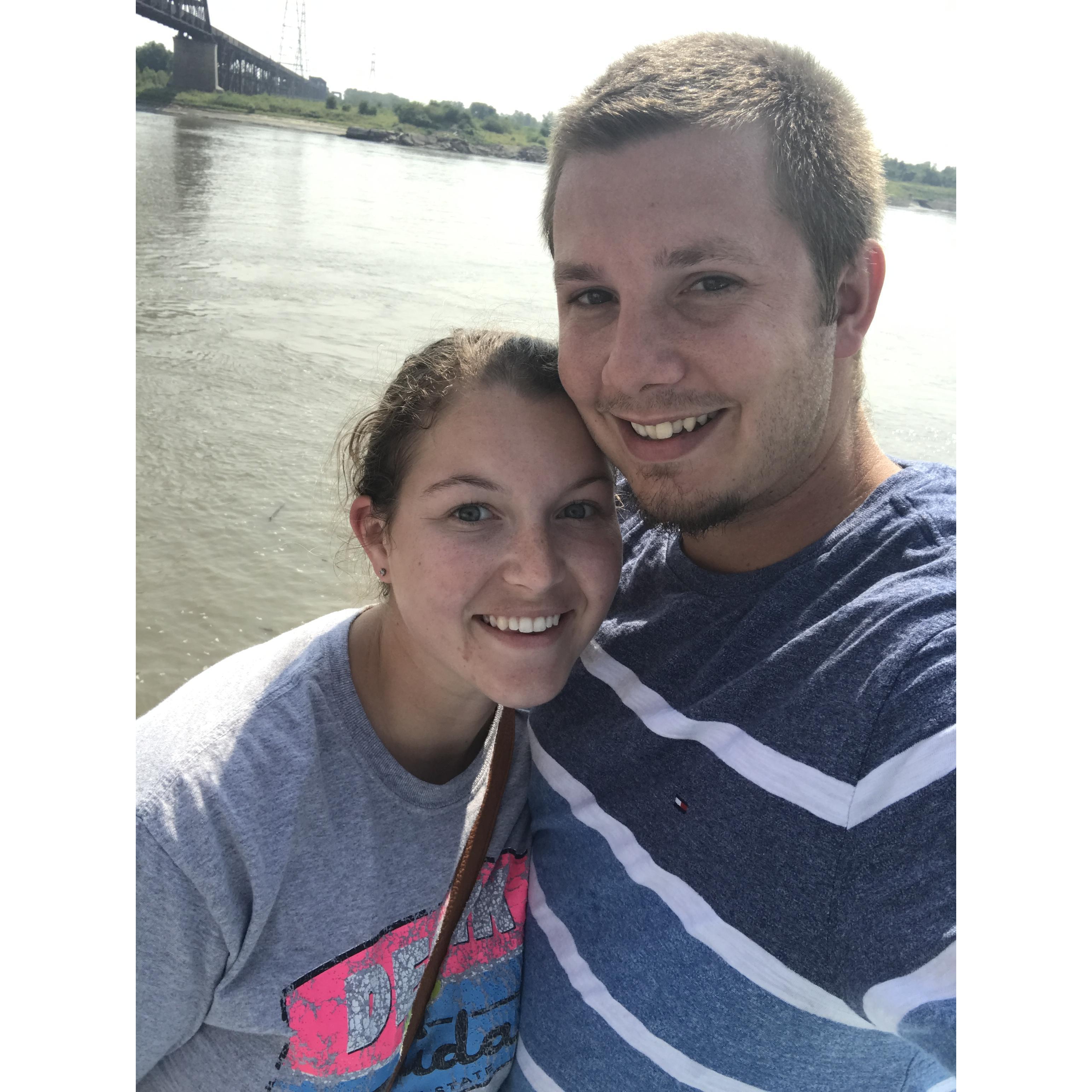 We first said "I love you" on a riverboat tour in St. Louis. This picture was taken right after!
