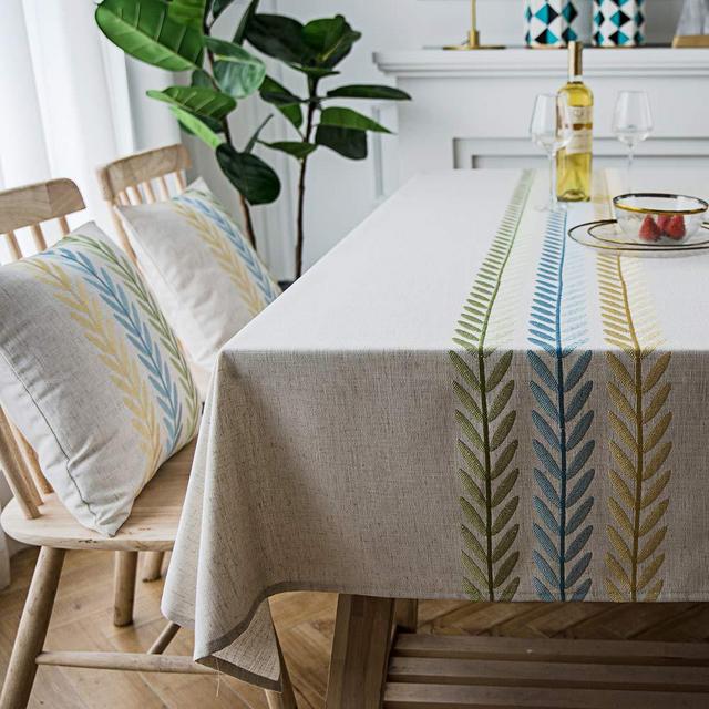 LINENLUX Stylish Square Rectangular Tablecloth/Table Cover for Kitchen Dinning Tabletop Decoration Coffee Water Plant Rectangle/Oblong 55 X 86 in