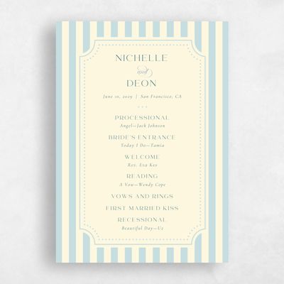 Cream, Yellow Wedding Program - Plateau