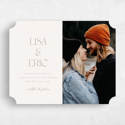 Beige Ticket Wedding Save the Date - Papyrus Photo