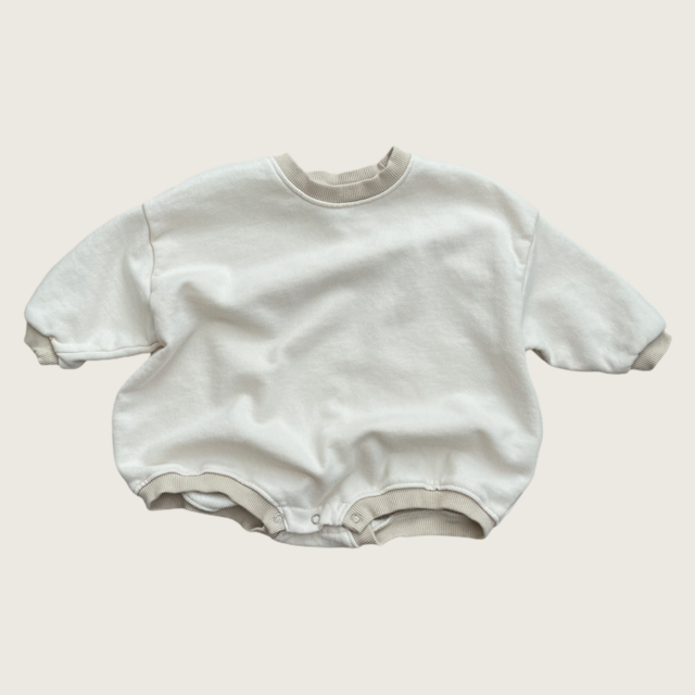 Sweatshirt Romper - Cream