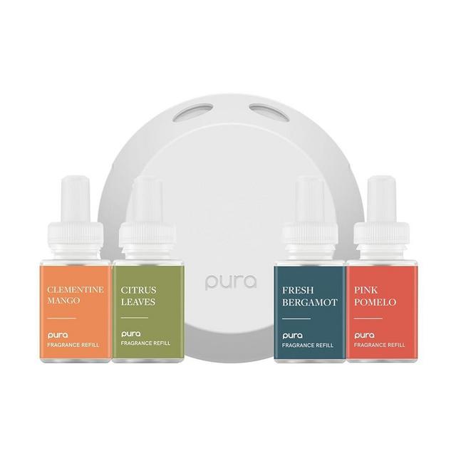Pura Smart Home Fragrance Device Starter Set - Pura 4 - Scent Diffuser for Home - Clementine Mango, Fresh Bergamot, Citrus Leaves, Pink Pomelo