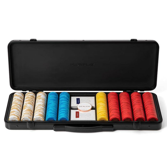 SLOWPLAY Godel 14g Clay Poker Chips Set for Texas Hold’em, 500 PCS [Blank Chips] Features a High-end Chip case with Extra Durable German Polycarbonate Shell, Ideal Gifts for Poker Players