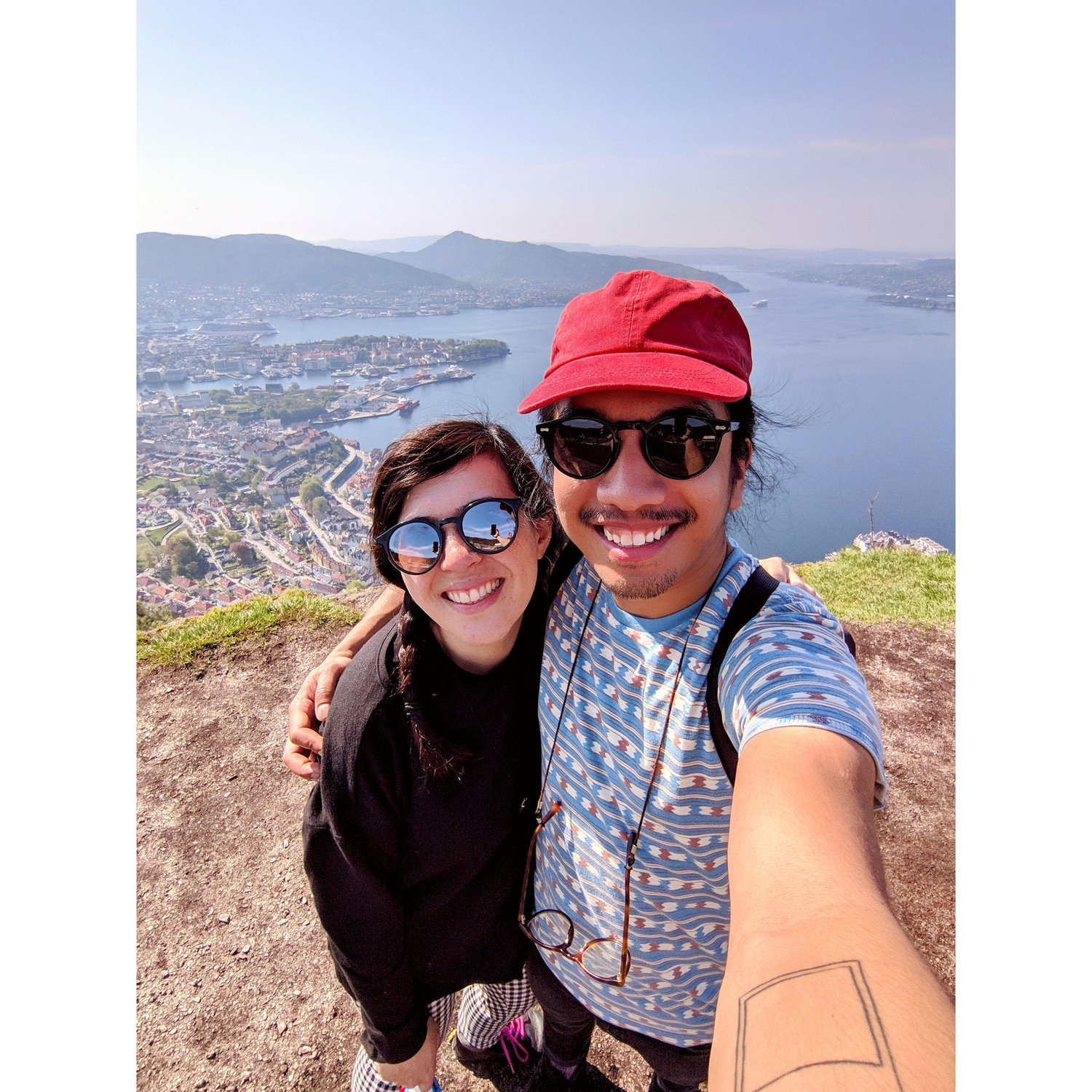 At the top of Mount Fløyen in Bergen, Norway. Don met Melody in Norway at the end of her artist residency (May 2019)