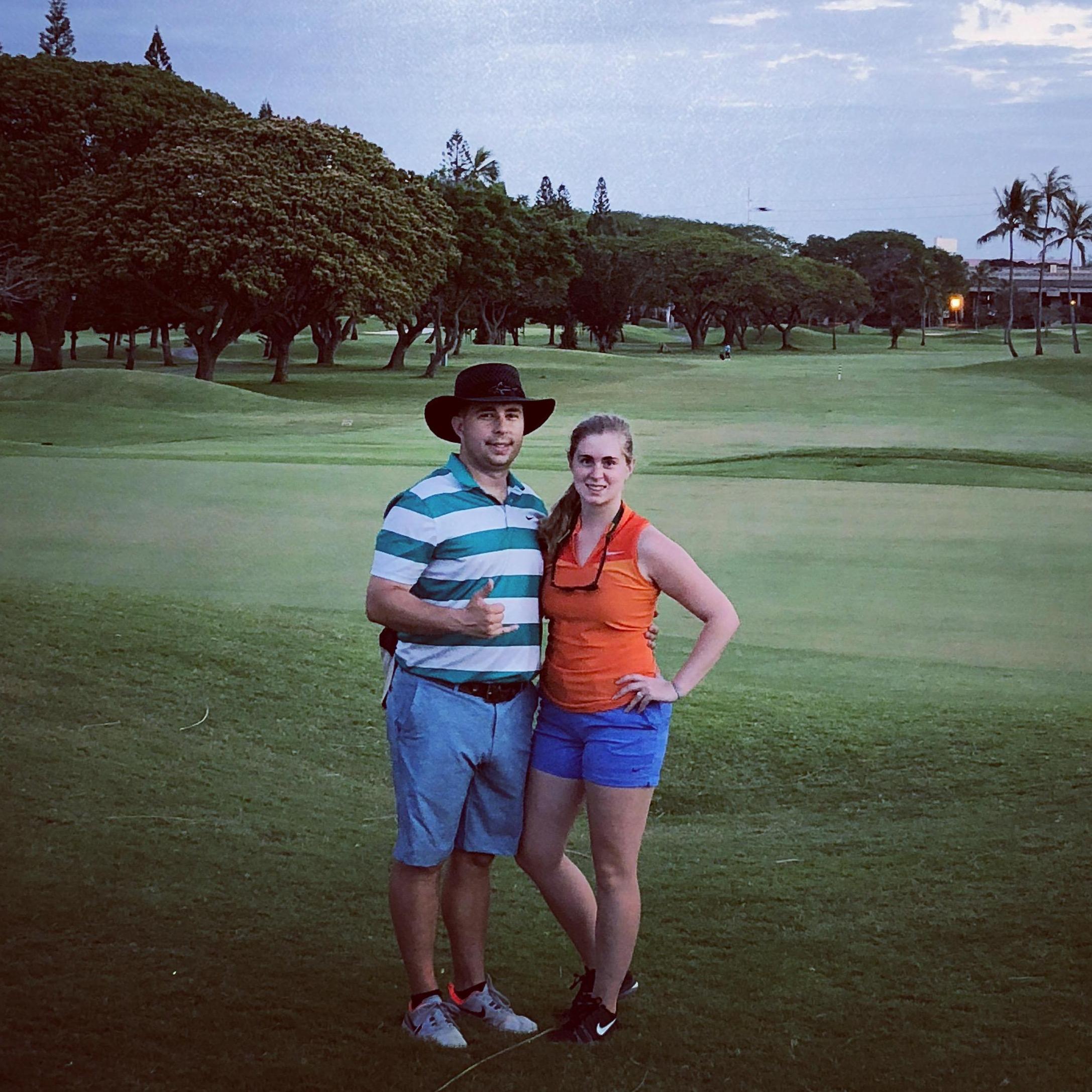 Matt (aka Crocodile Dundee) and I golfing