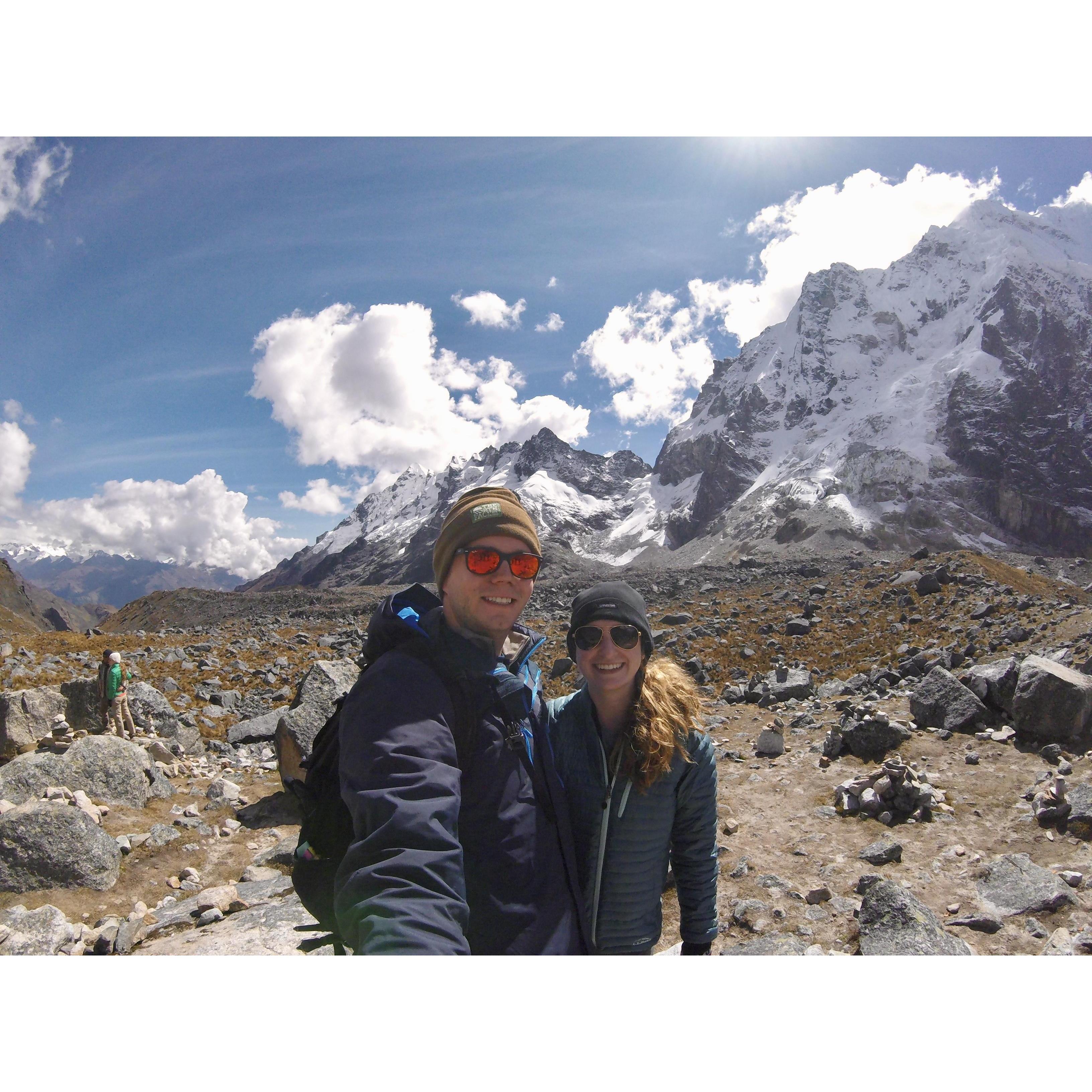 July 2017 - At the Salkantay Pass! Huayracmachay - Chaullay 13.7 miles, 15,255 ft. ASL. The altitude made this ascent extremely challenging!