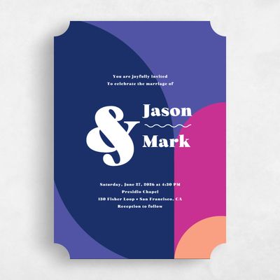 Pink Ticket Wedding Invitation - Peoria Portrait
