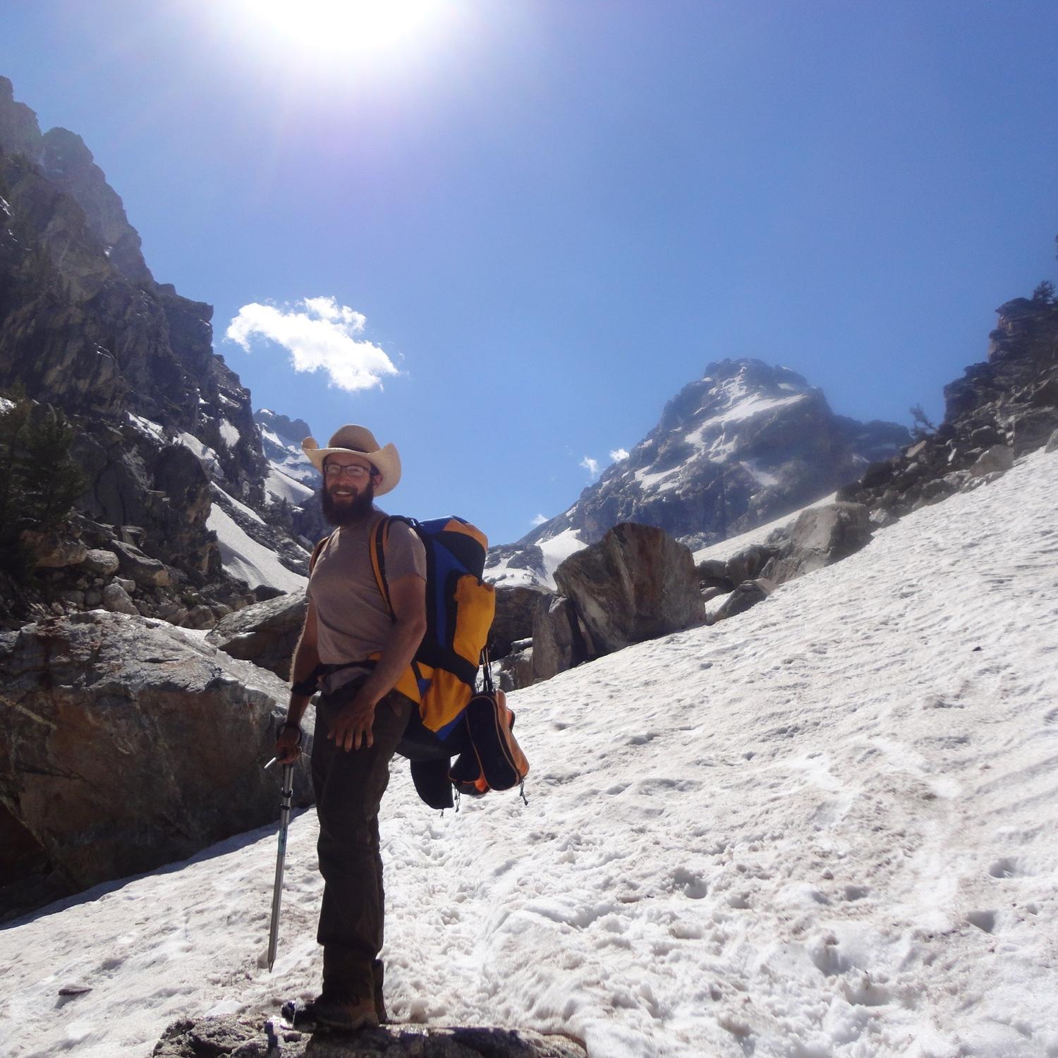 Trekking up to the Middle Teton, July 2017.