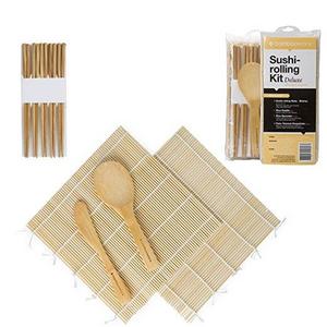 BambooWorx Deluxe Sushi Making Kit + Chopsticks- 5 Pairs Elegant Chopsticks, 2 Sushi Rolling Mats, 1 Rice Paddle, 1 Rice Spreader, 100% Bamboo, Sushi Mats & Utensils.