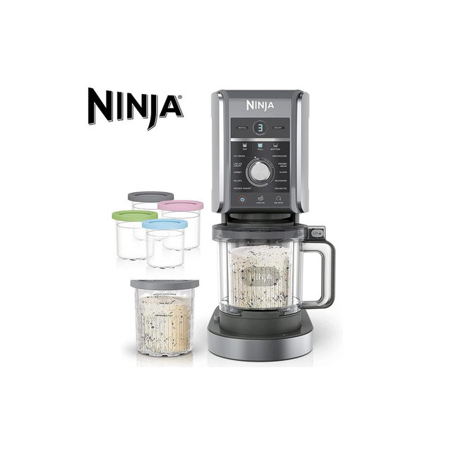 Ninja CREAMi Deluxe 11-in-1 XL Ice Cream Maker with Pints and Lids 6 Pack