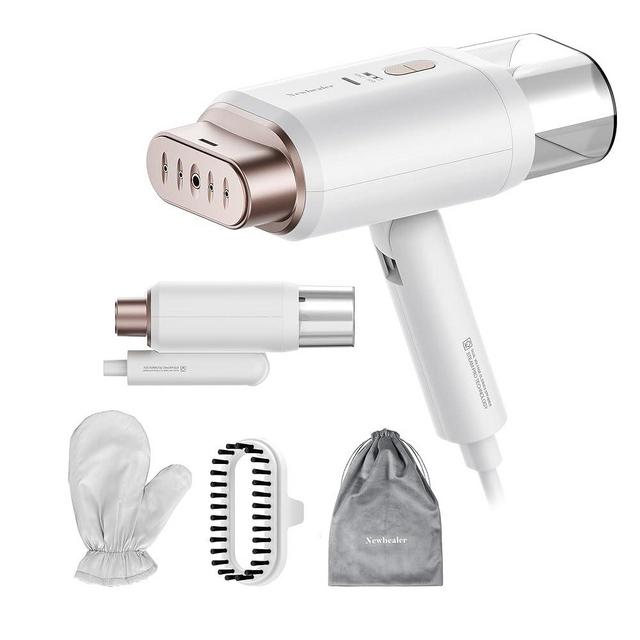 Newbealer Dual Voltage Travel Steamer - 120V/220V Handheld Steamer for Clothes, 1200W Horizontal & Vertical Steaming, 20s Heat-up, Foldable, 180ml Garment Wrinkle Remover w/Brush, Glove & Pouch