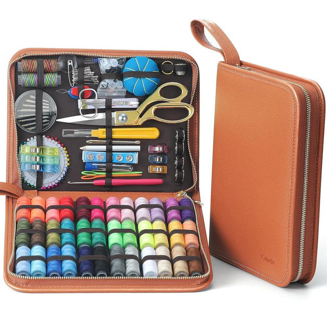 Cebelo Large Sewing Kit for Adults: 232 Pcs Sewing Supplies for Hand Mending Clothes Emergency Repair for Home Travel Dorm - 2026 Christmas Gifts for Mom Grandma Students Beginner (Brown)