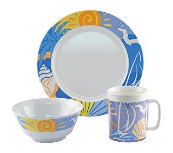 Galleyware Ocean Breeze 12 Piece Melamine Non-Skid Dinnerware Set