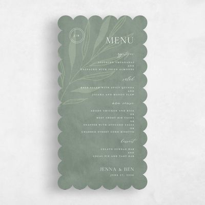 Green Scalloped Wedding Menu - Castille
