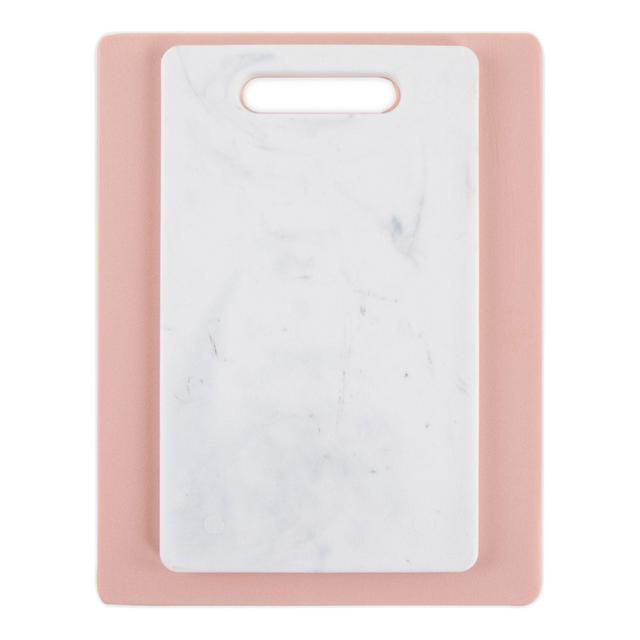 Dexas® 2-Piece Poly Cutting Board Set in Blush/Marble
