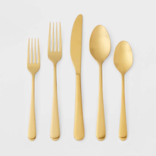 20pc Stainless Steel Harrington Silverware Set Gold - Threshold™