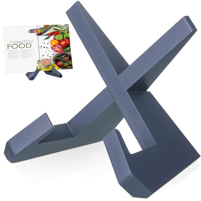 Sunnychicc Cookbook Stand for Kitchen, Recipe Book Holder for Kitchen Counter, Wooden Cookbook Holder, Rustic Cook Book Holder Stand (Natural Rustic Bamboo Gray)