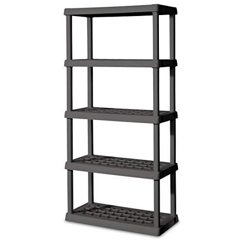 Sterilite 01553V01 5 Shelf Unit, Flat Gray Shelves & Legs, 1-Pack