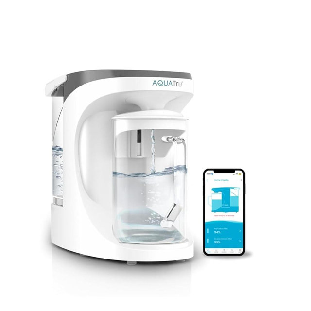 AquaTru Carafe Smart Alkaline | Countertop Water Purifier for PFAS and Other Contaminants with Exclusive 4-Stage Ultra Reverse Osmosis Technology (No Plumbing or Installation Required) | BPA Free