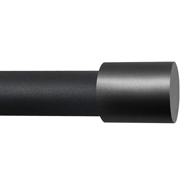 Black Curtain Rods for Window 72 to 144 inch,Drapery Window Curtain Rod With End Cap Design Finials,1 inch Diameter,Black