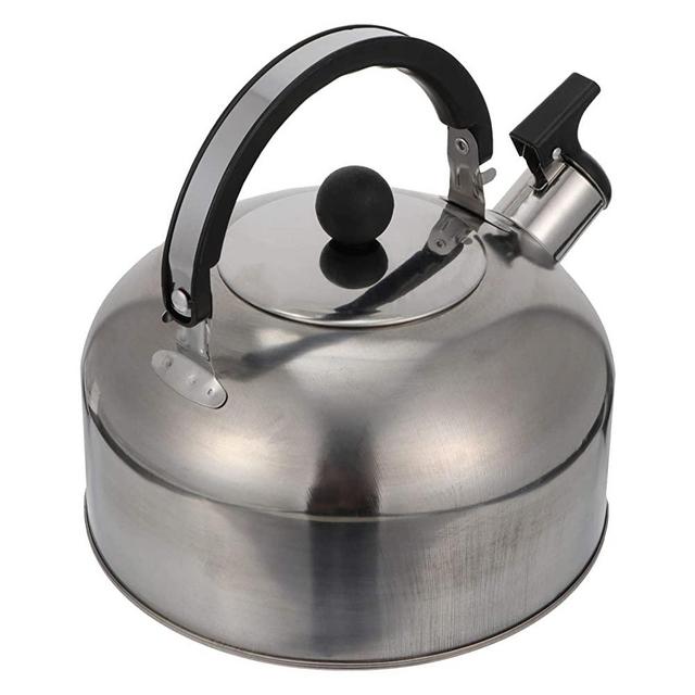 HEMOTON Whistling Tea Kettle, Premium Stainless Steel Stove Top Kettle, Teapot with Anti- slip Ergonomic Handle, Professional Teapot for Home and Kitchen, for Various Stoves, 2. 2 Quarts, Silver